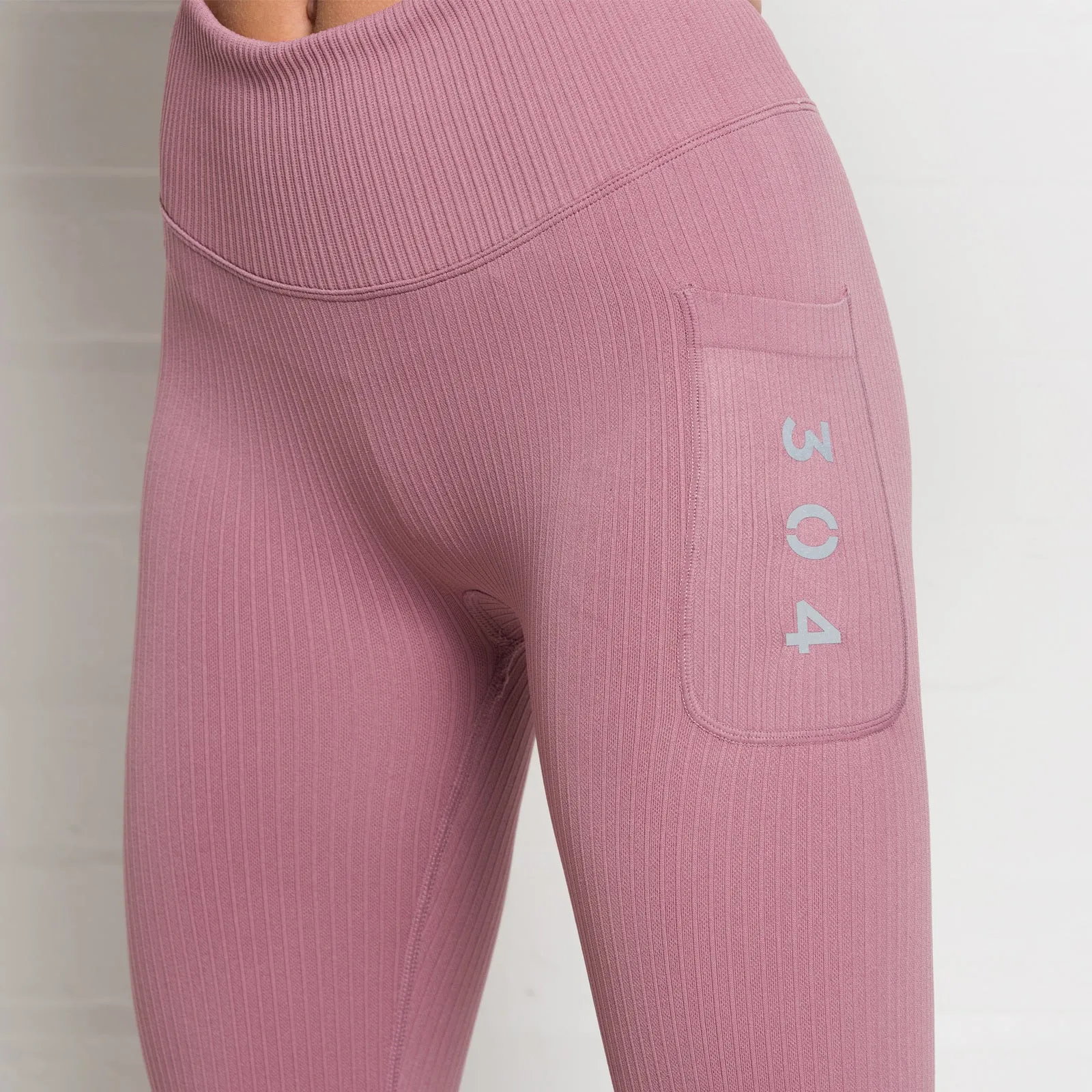 304 Womens Ribbed Seamless 3D Fit Leggings Mauve