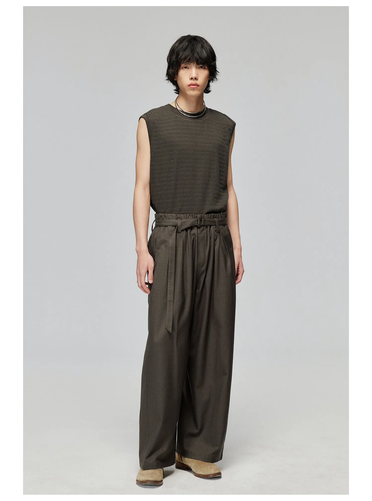 Adjustable Waistband Wide Pants