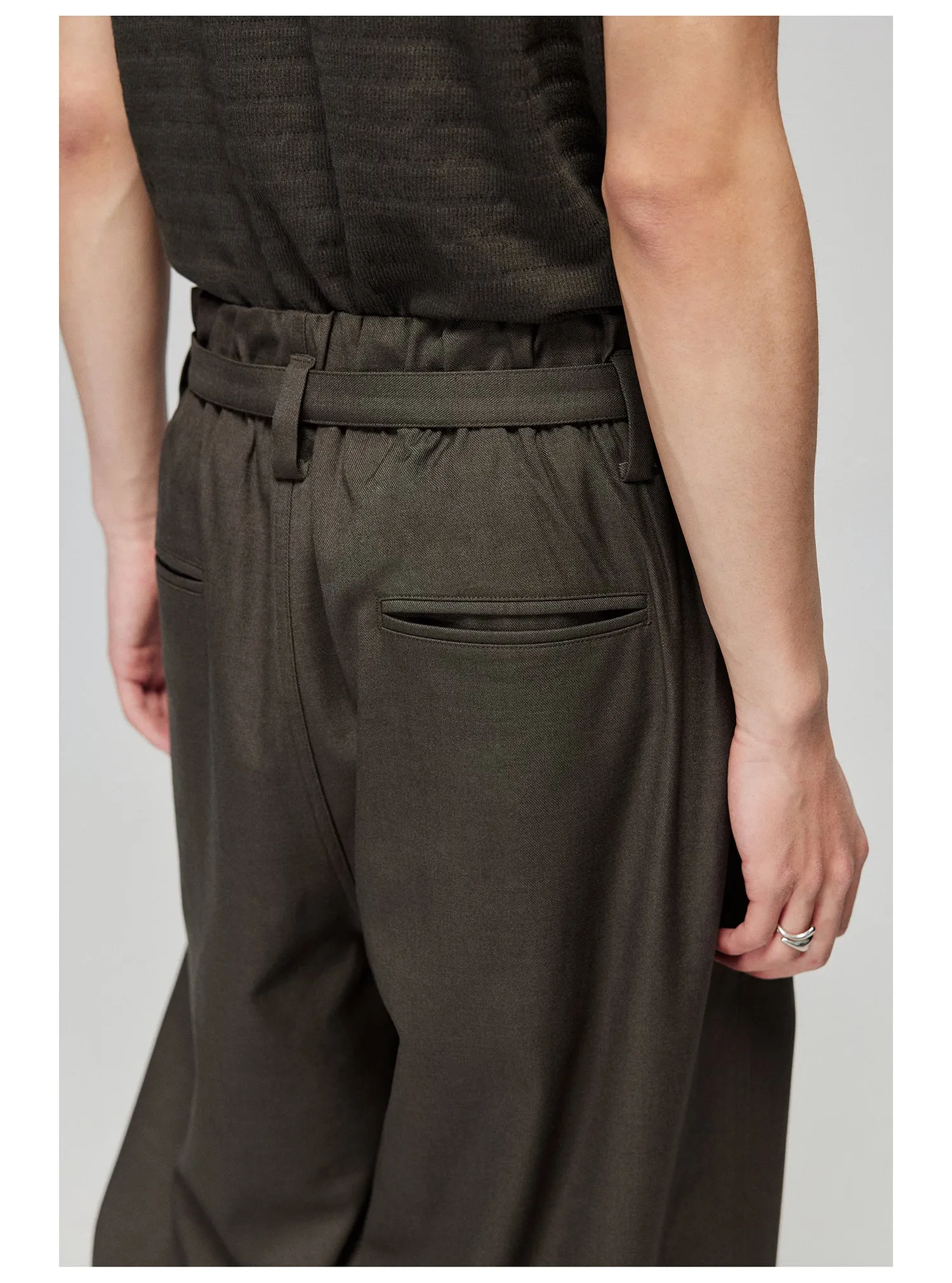 Adjustable Waistband Wide Pants