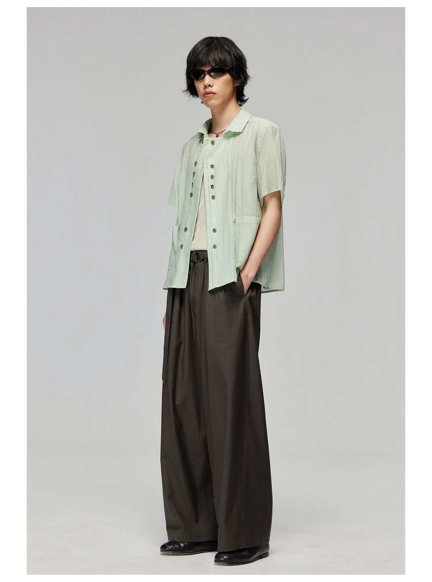 Adjustable Waistband Wide Pants