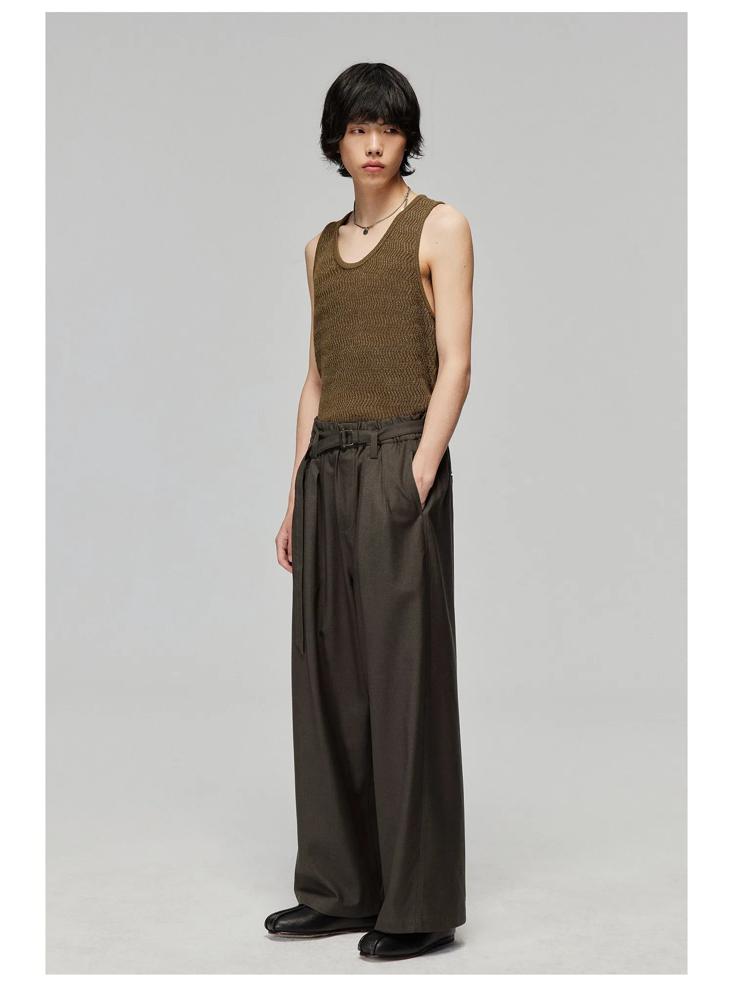 Adjustable Waistband Wide Pants