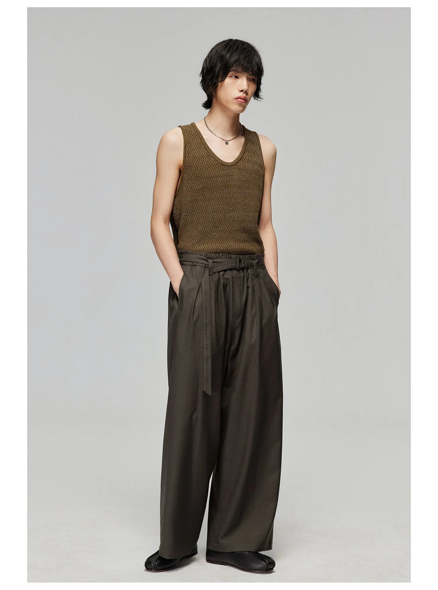 Adjustable Waistband Wide Pants