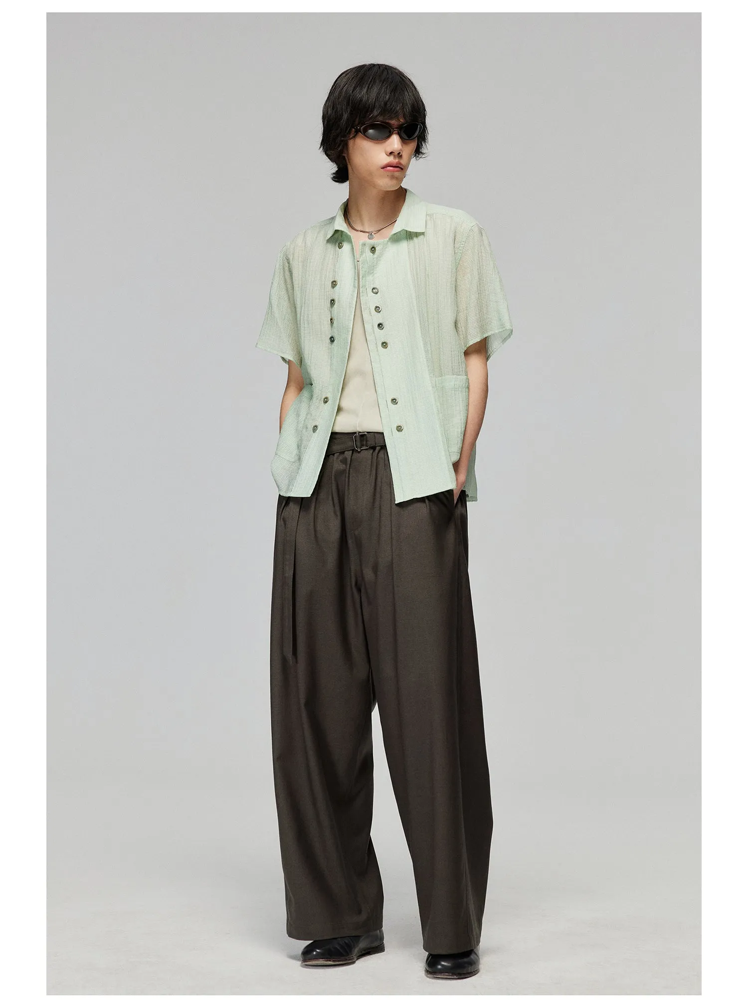 Adjustable Waistband Wide Pants