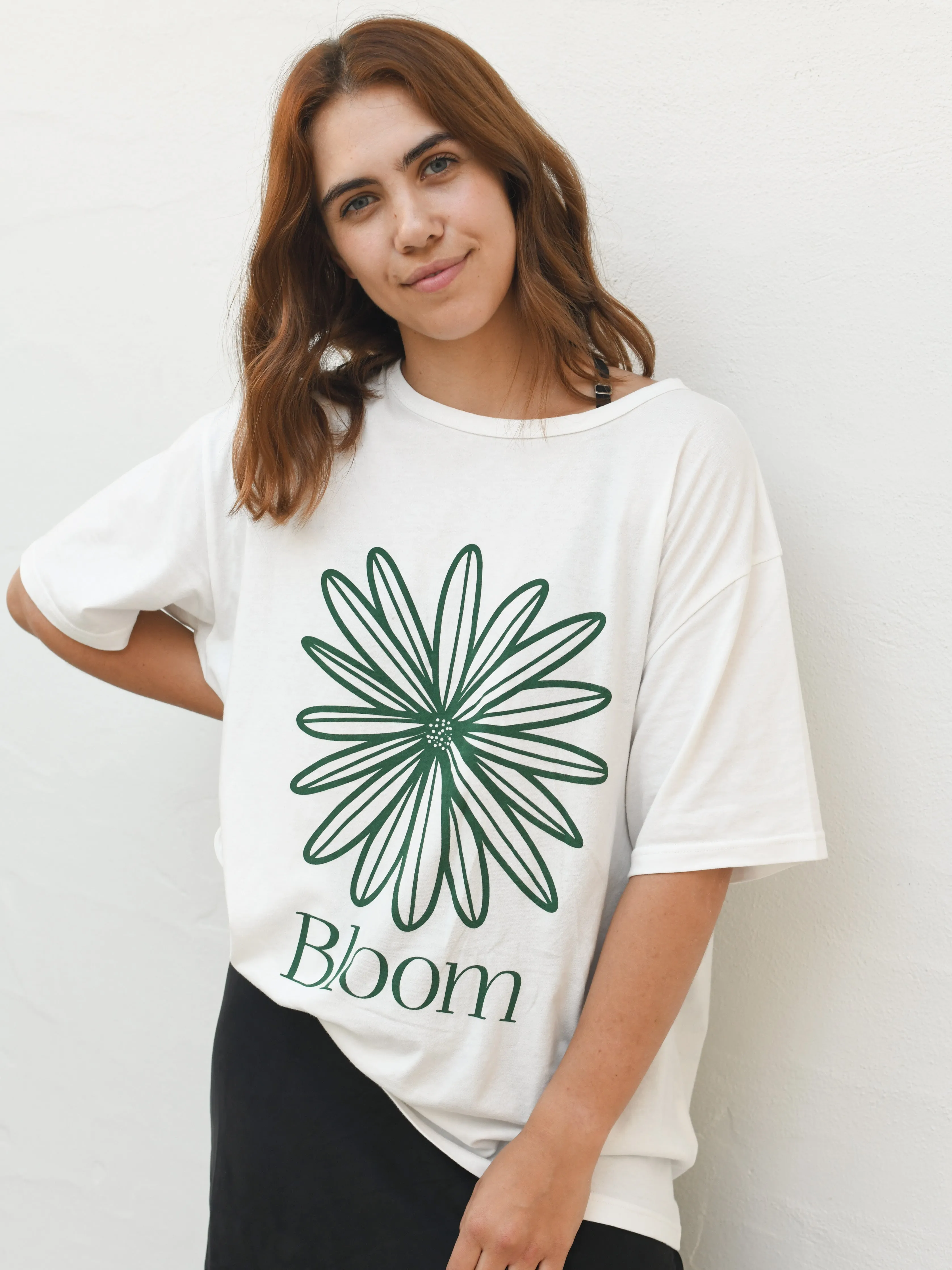 Adult Bloom Relaxed Tee - White/Forest