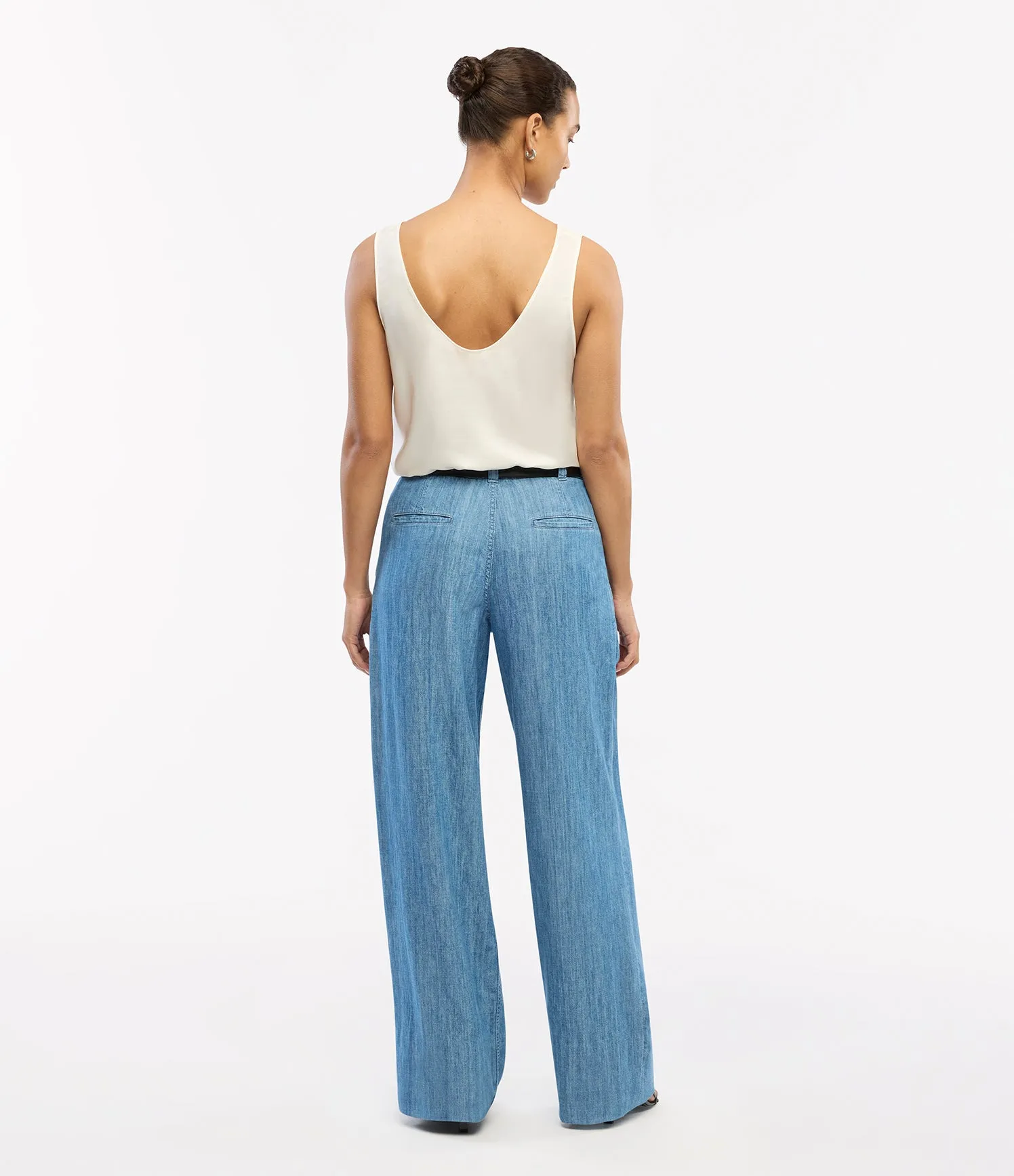 Chambray Relaxed Wide Leg Pant