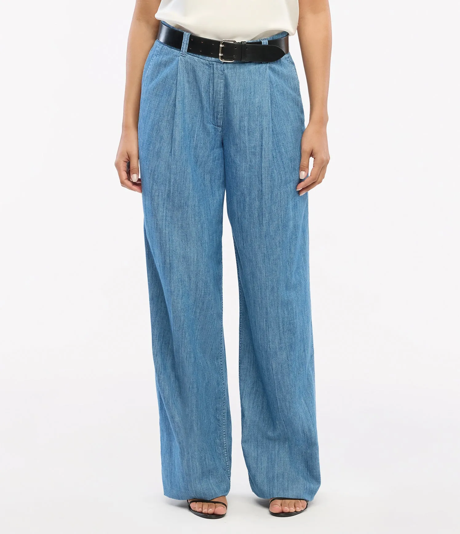 Chambray Relaxed Wide Leg Pant