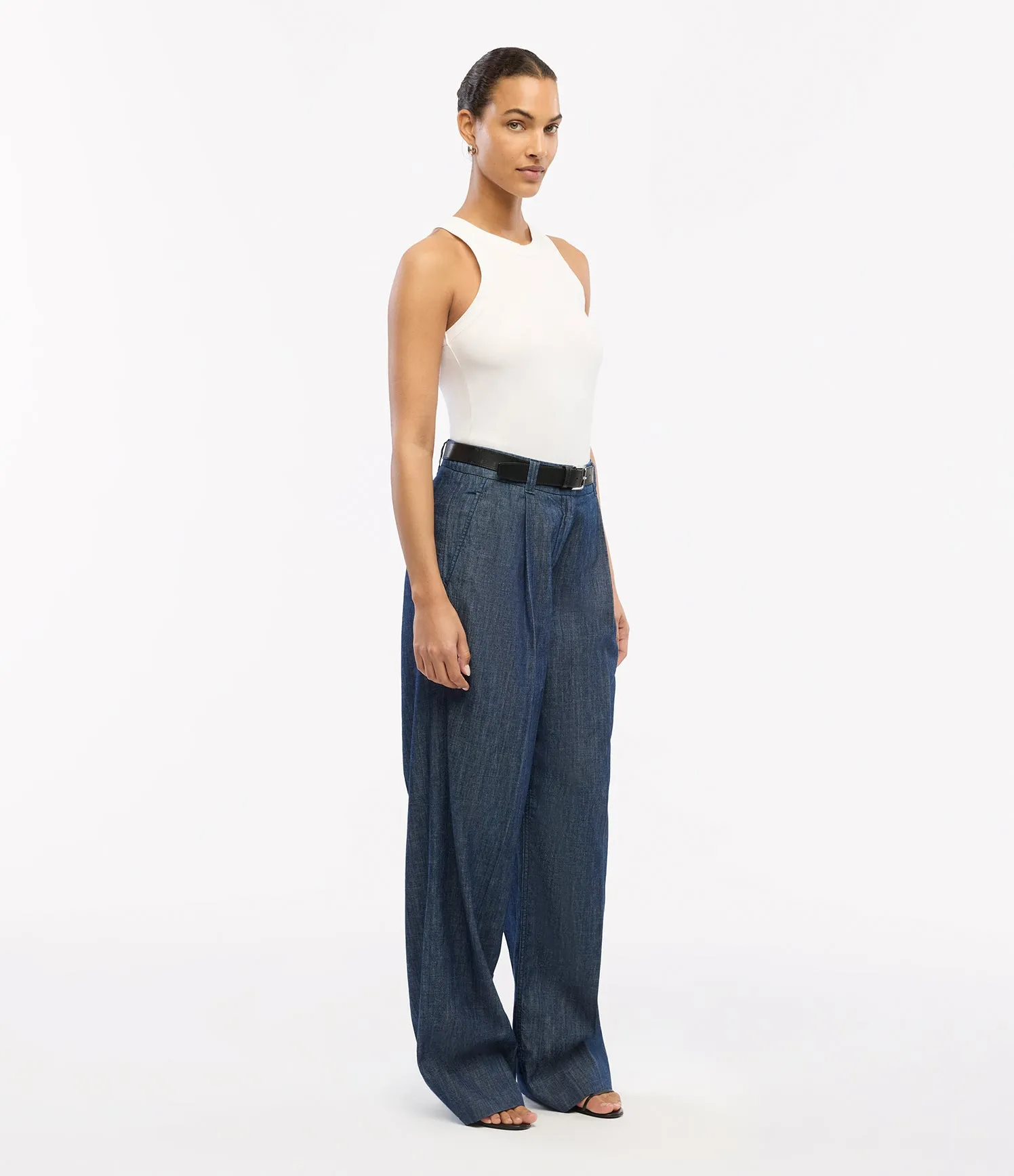 Chambray Relaxed Wide Leg Pant