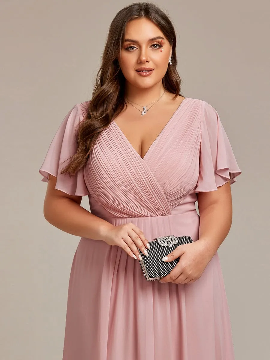 Chic V Neck High-Low Wedding Guest Dress