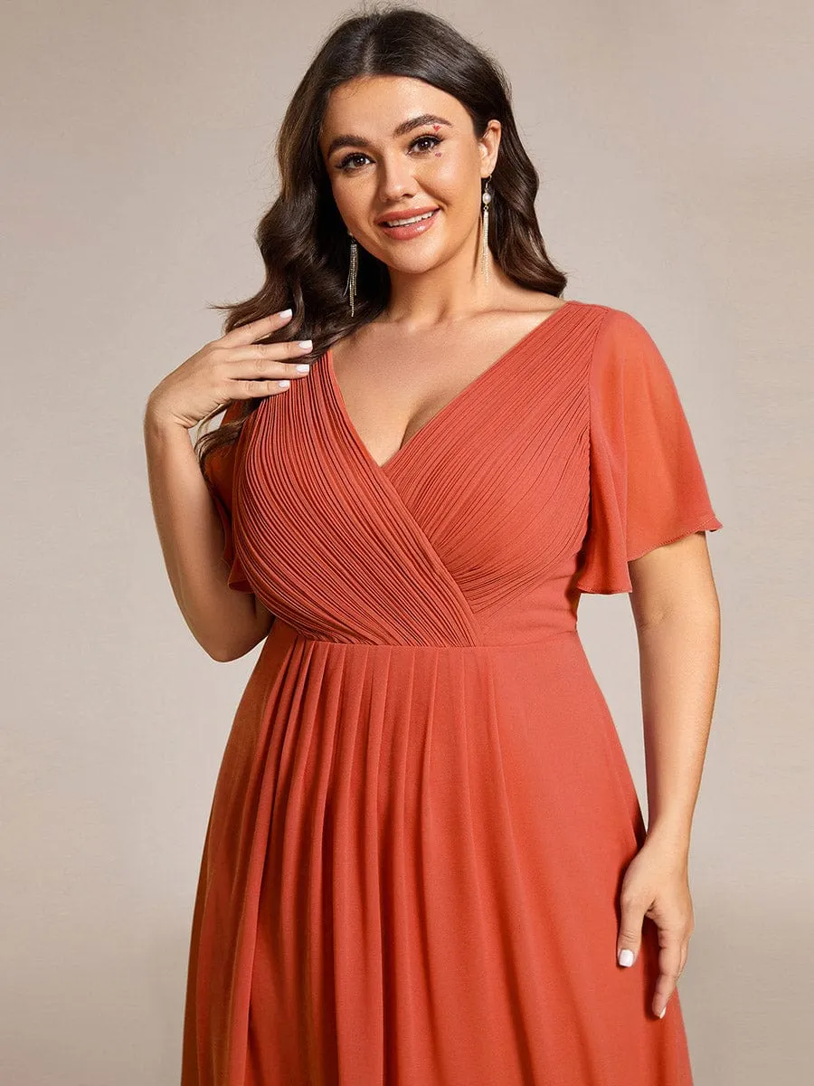 Chic V Neck High-Low Wedding Guest Dress