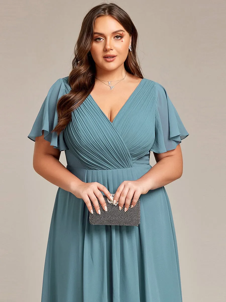 Chic V Neck High-Low Wedding Guest Dress