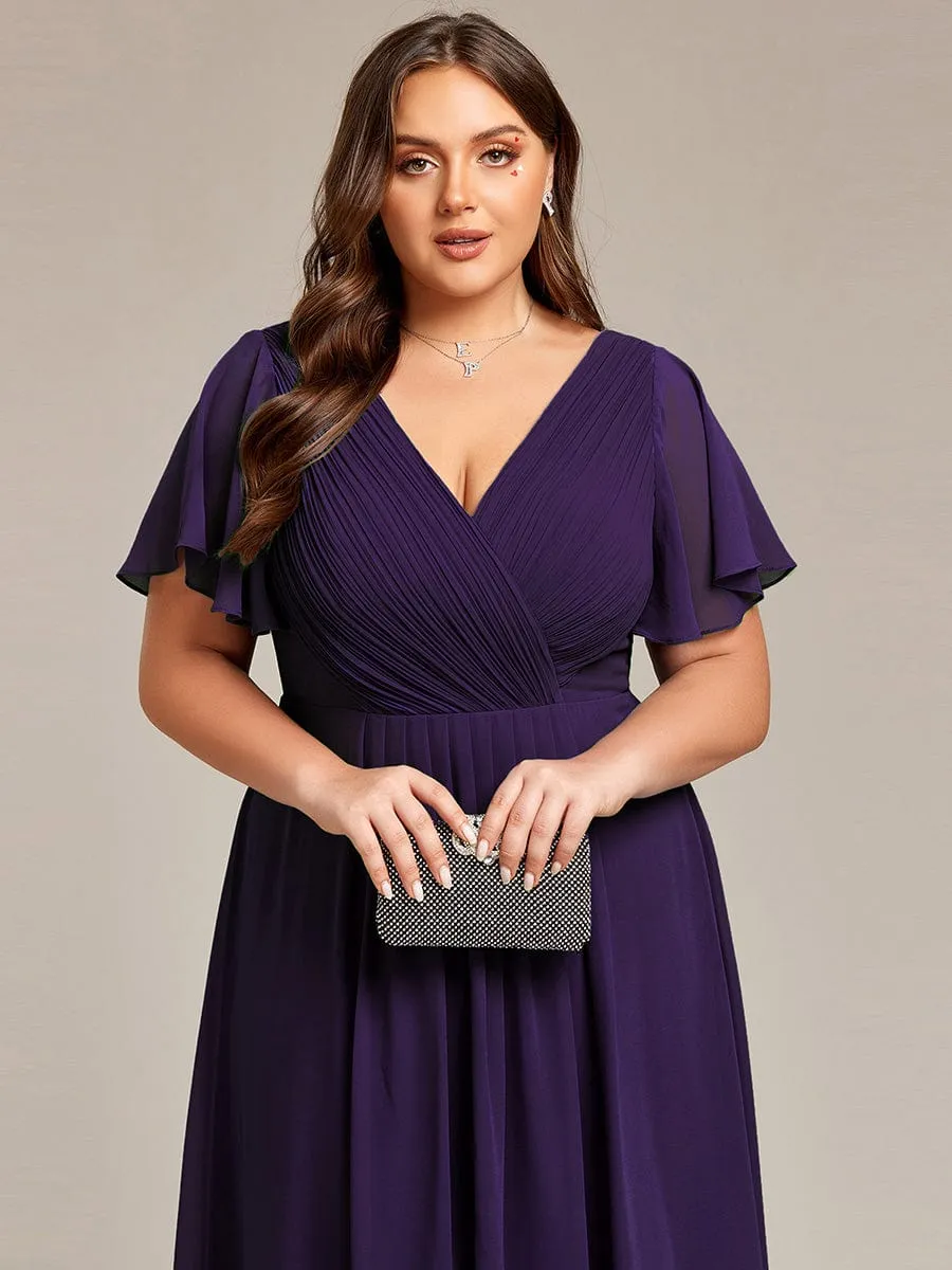 Chic V Neck High-Low Wedding Guest Dress