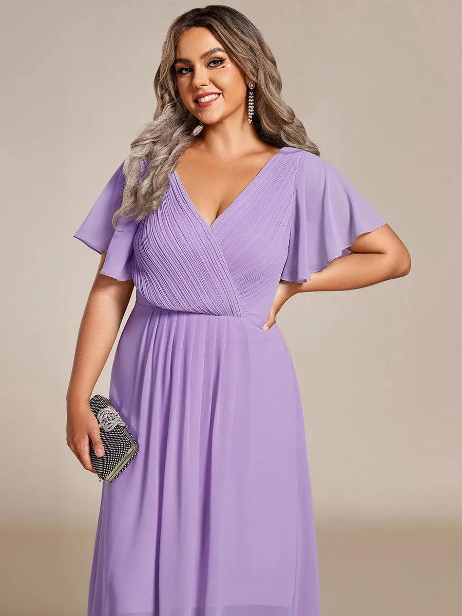 Chic V Neck High-Low Wedding Guest Dress