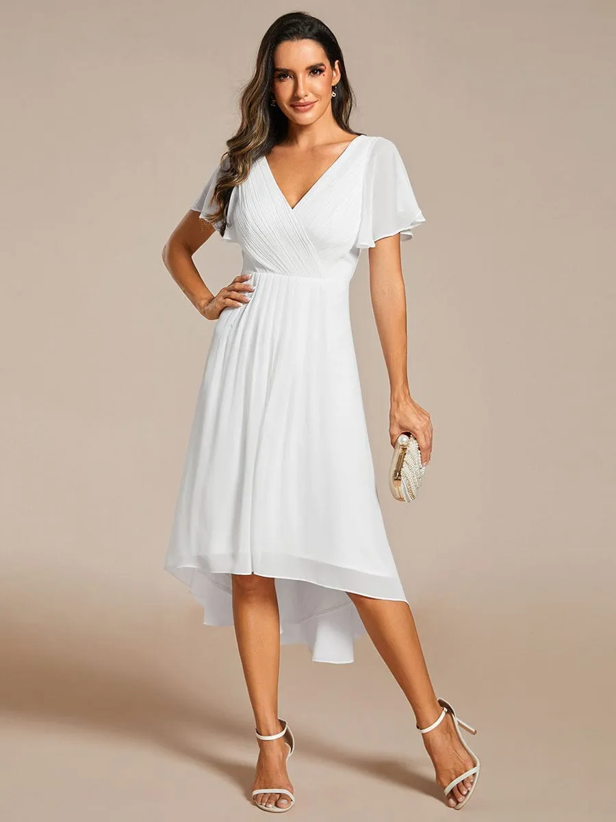 Chic V Neck High-Low Wedding Guest Dress