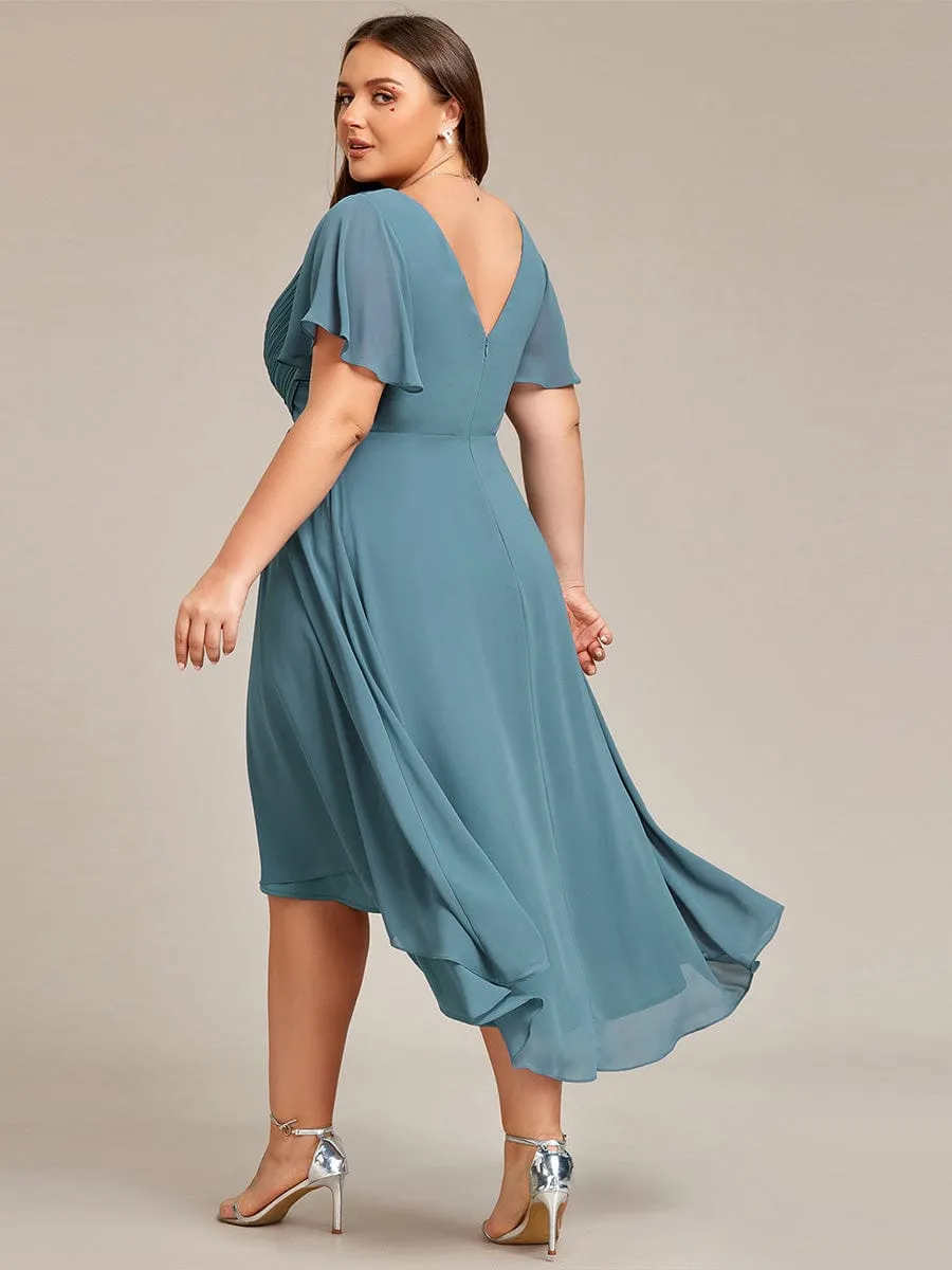 Chic V Neck High-Low Wedding Guest Dress