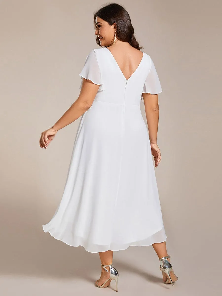Chic V Neck High-Low Wedding Guest Dress