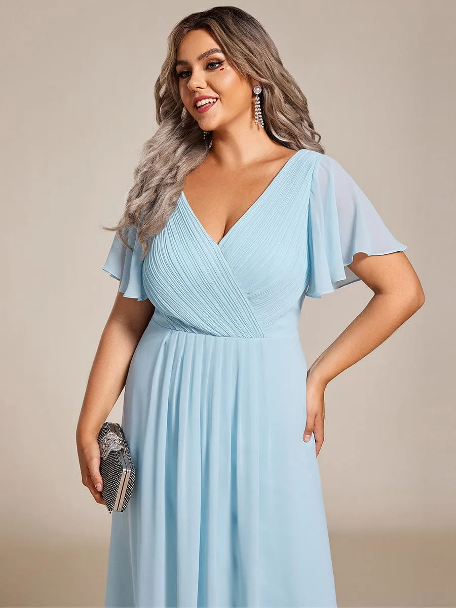 Chic V Neck High-Low Wedding Guest Dress