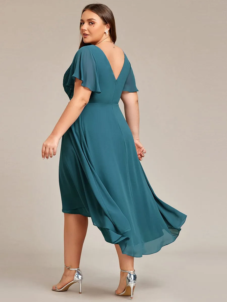 Chic V Neck High-Low Wedding Guest Dress