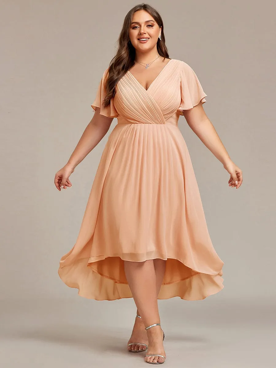 Chic V Neck High-Low Wedding Guest Dress