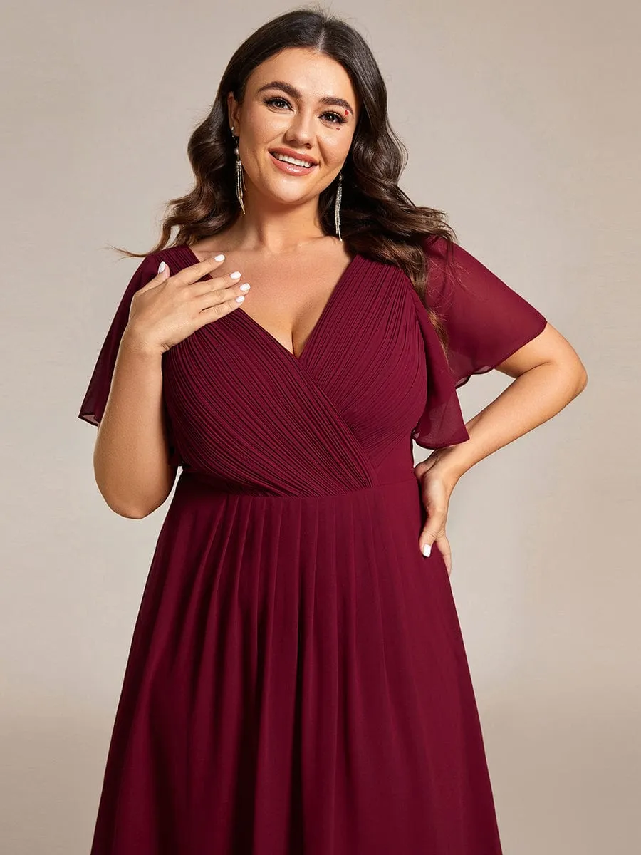 Chic V Neck High-Low Wedding Guest Dress