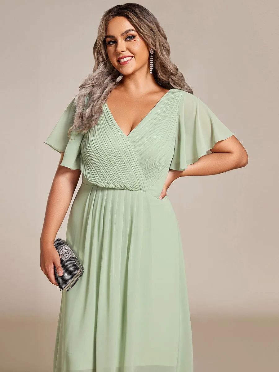 Chic V Neck High-Low Wedding Guest Dress