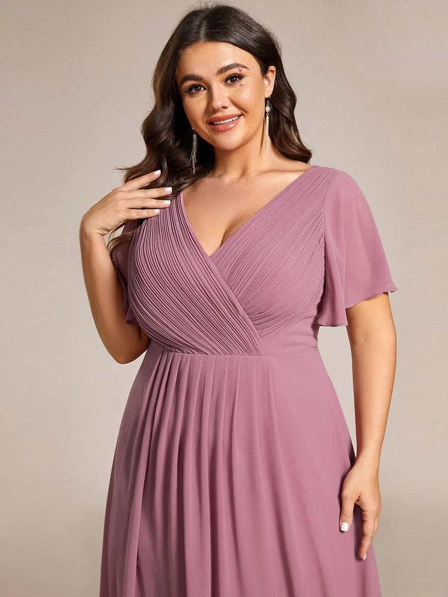 Chic V Neck High-Low Wedding Guest Dress