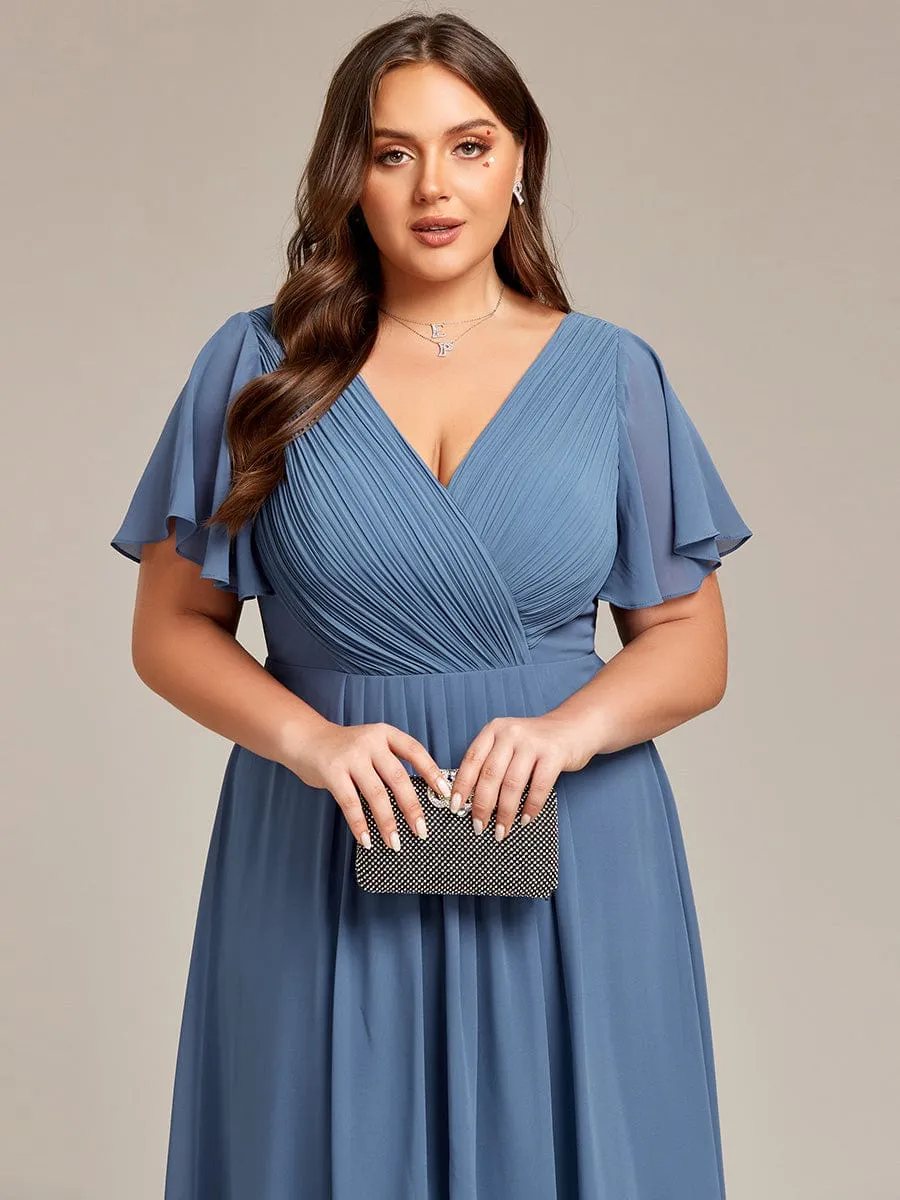Chic V Neck High-Low Wedding Guest Dress