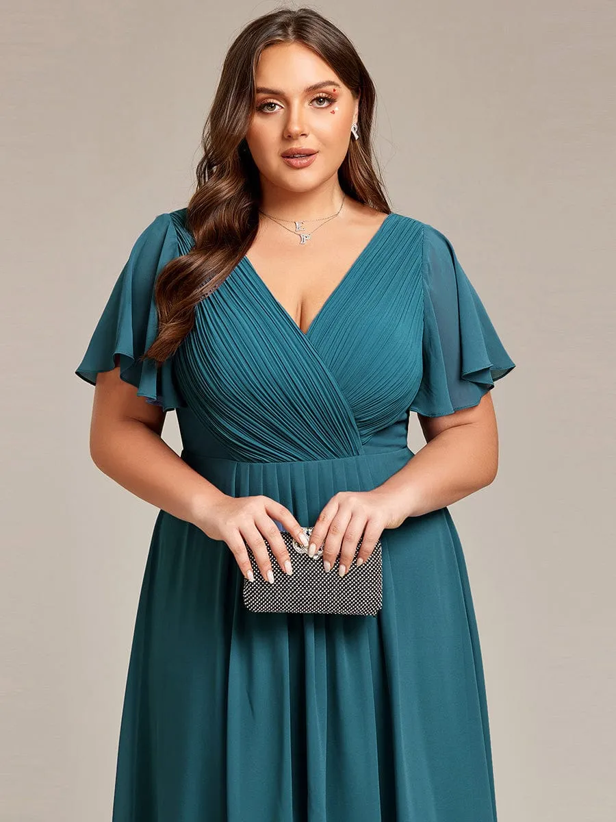 Chic V Neck High-Low Wedding Guest Dress