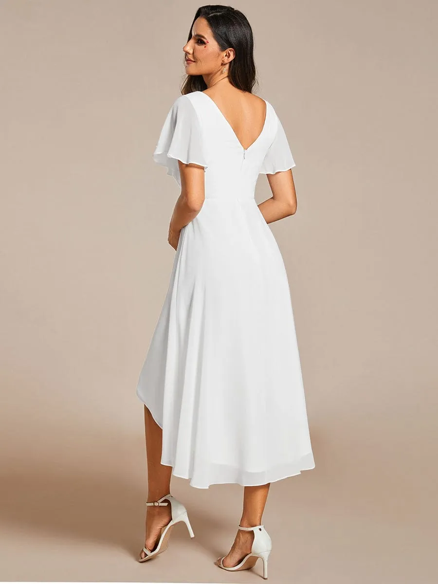 Chic V Neck High-Low Wedding Guest Dress