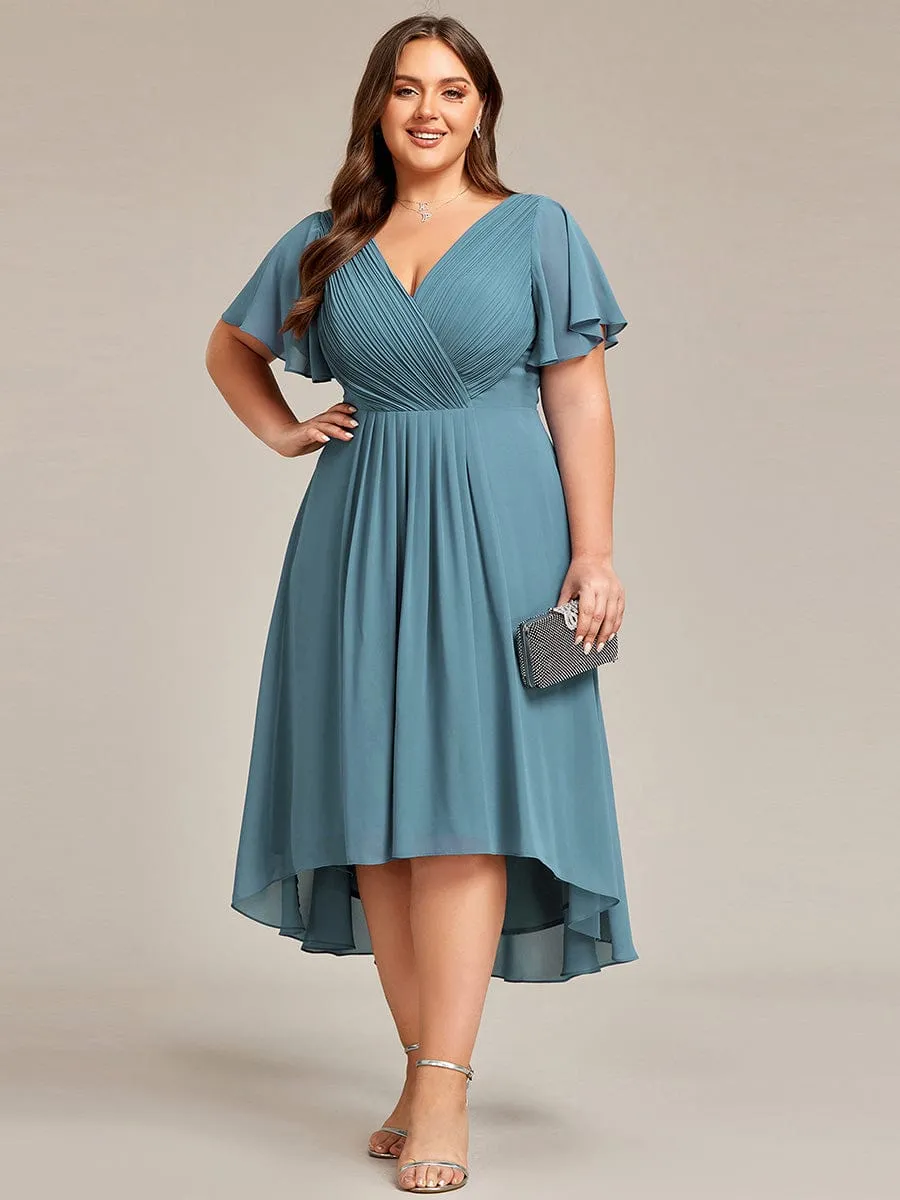 Chic V Neck High-Low Wedding Guest Dress