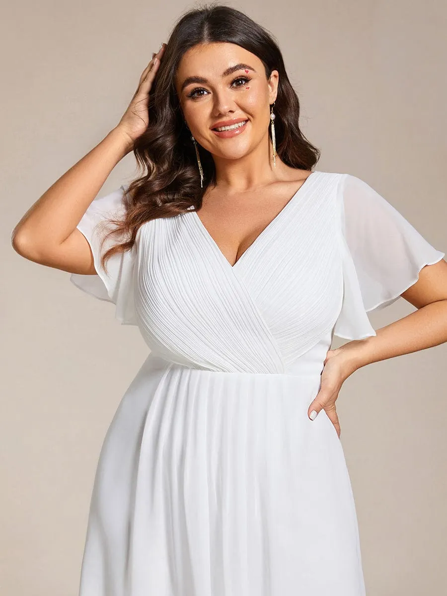 Chic V Neck High-Low Wedding Guest Dress