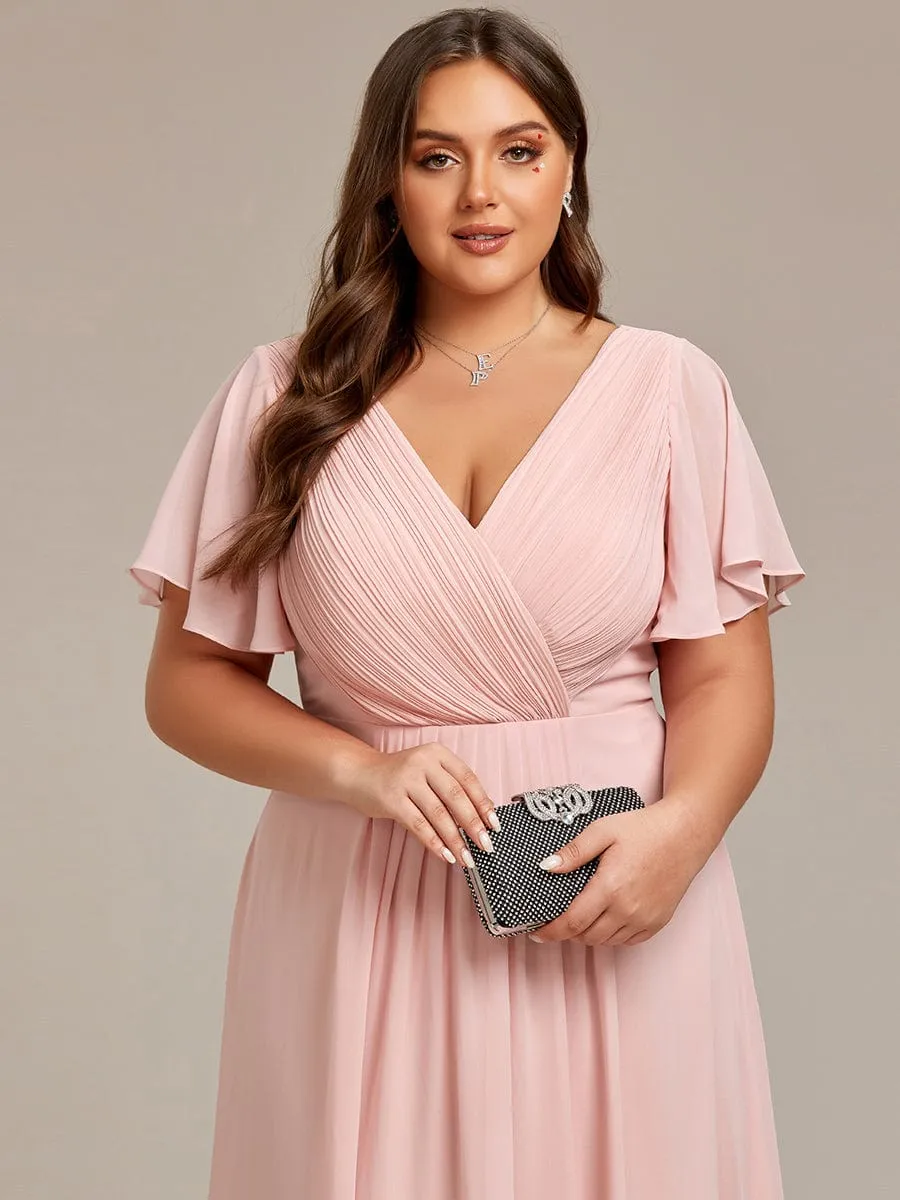 Chic V Neck High-Low Wedding Guest Dress