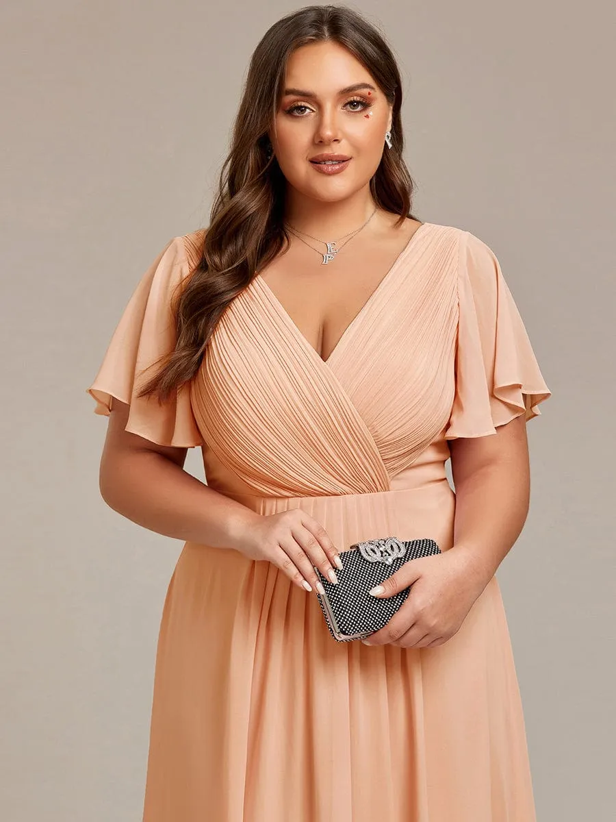 Chic V Neck High-Low Wedding Guest Dress