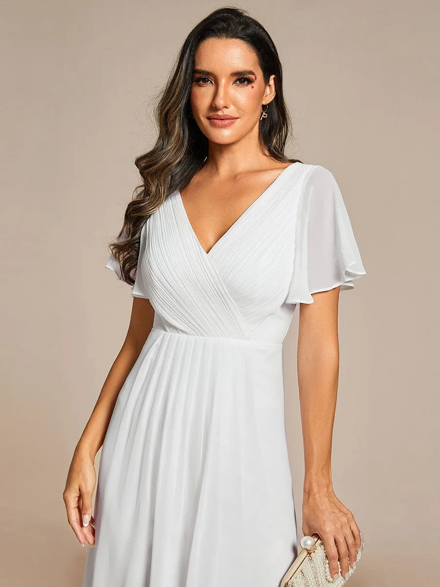 Chic V Neck High-Low Wedding Guest Dress
