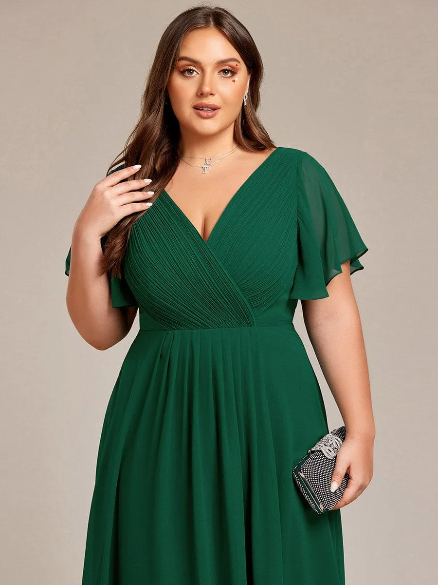 Chic V Neck High-Low Wedding Guest Dress