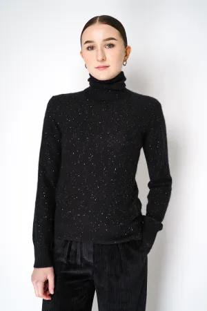 Fabiana Filippi Cashmere Blend Knit Sequined Turtleneck Sweater in Black