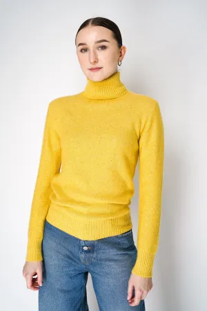Fabiana Filippi Cashmere Blend Knit Sequined Turtleneck Sweater in Yellow