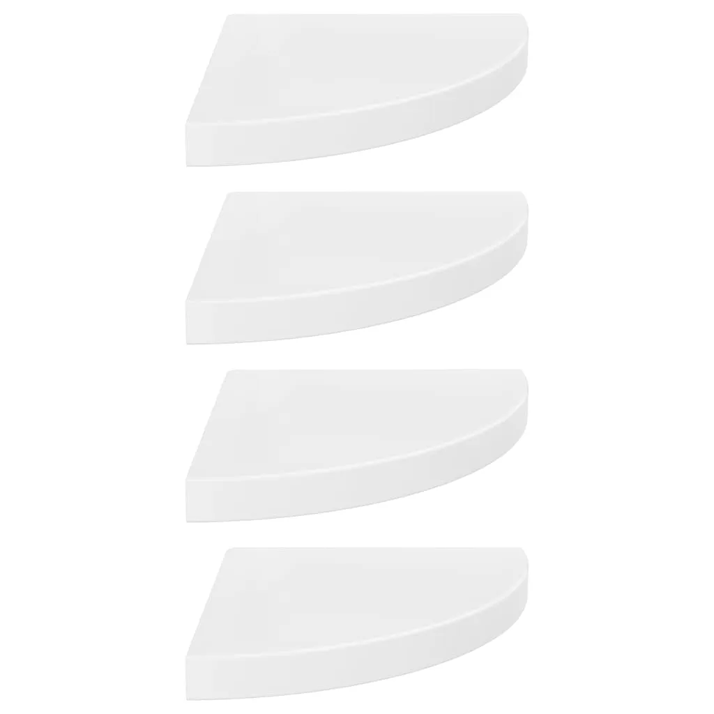 Floating Corner Shelves 4 pcs High Gloss White 35x35x3.8 cm MDF