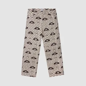 Hand Heart Print Pants - Cream/Brown