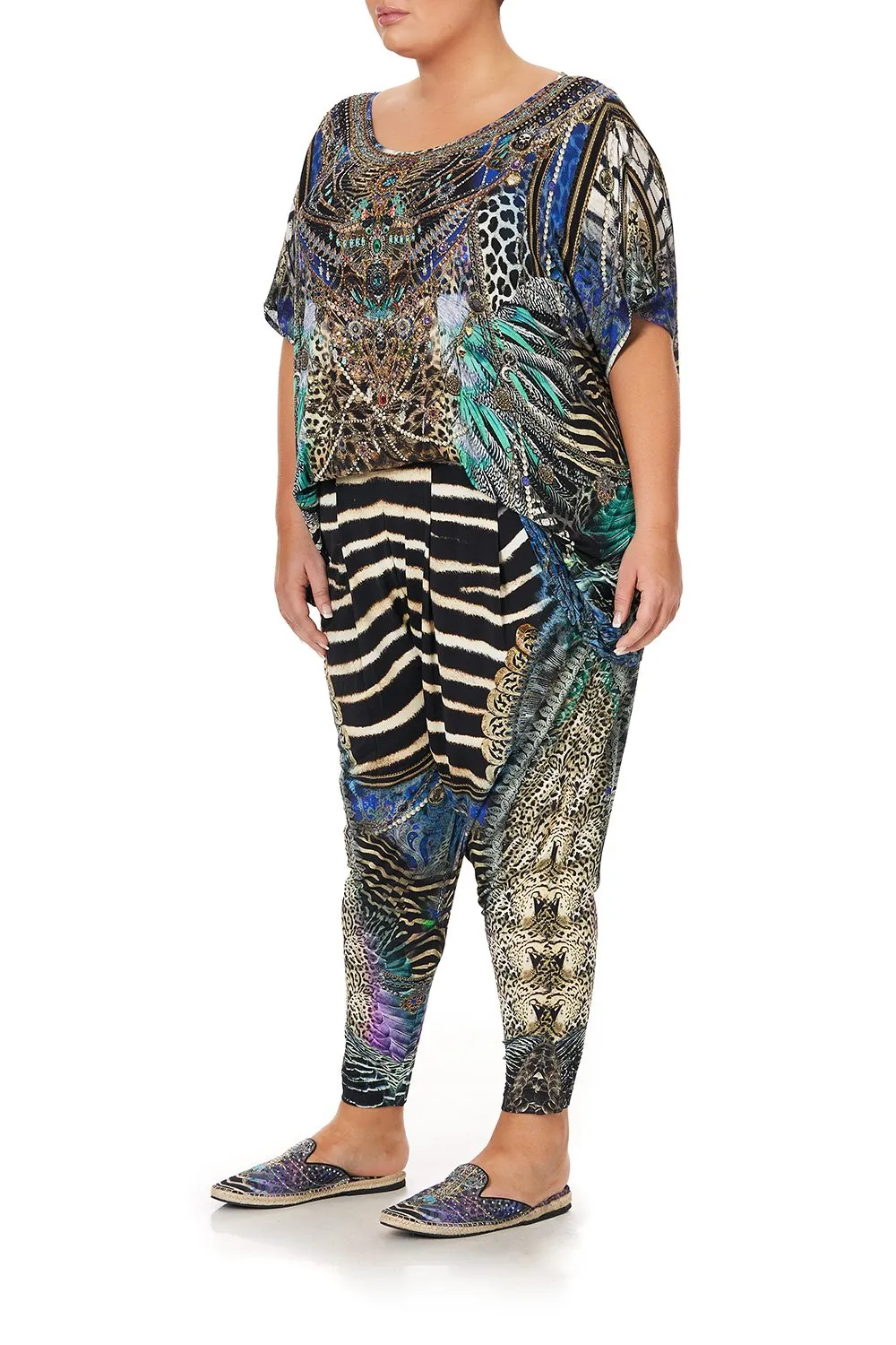 HAREM PANTS WITH FRONT PLEATS ANIMAL ARMY