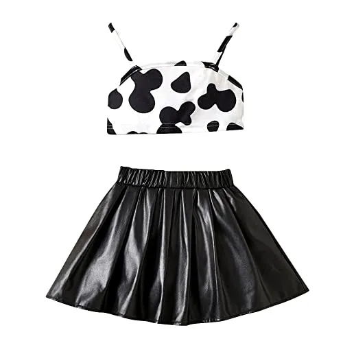 Hopscotch Girls Polyester Animal Print Blouse and Skirt Set in Black Color For Ages 4-5 Years (GOE-4130236)