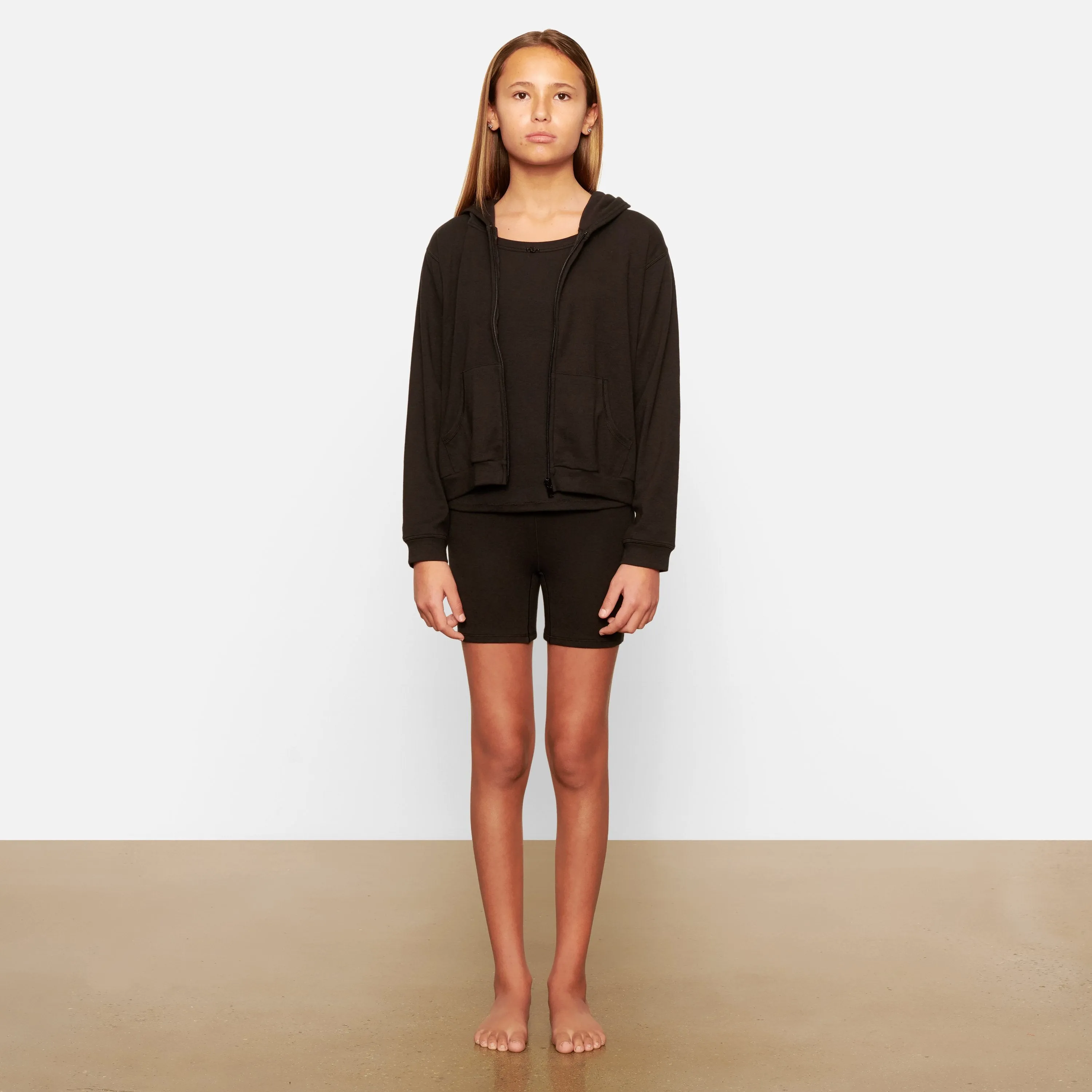 KIDS LOGO POINTELLE ZIP HOODIE | SOOT