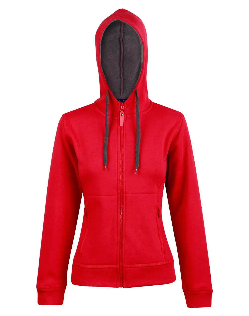 Ladies Full Zip Contrast Fleecy Hoodie - FL18