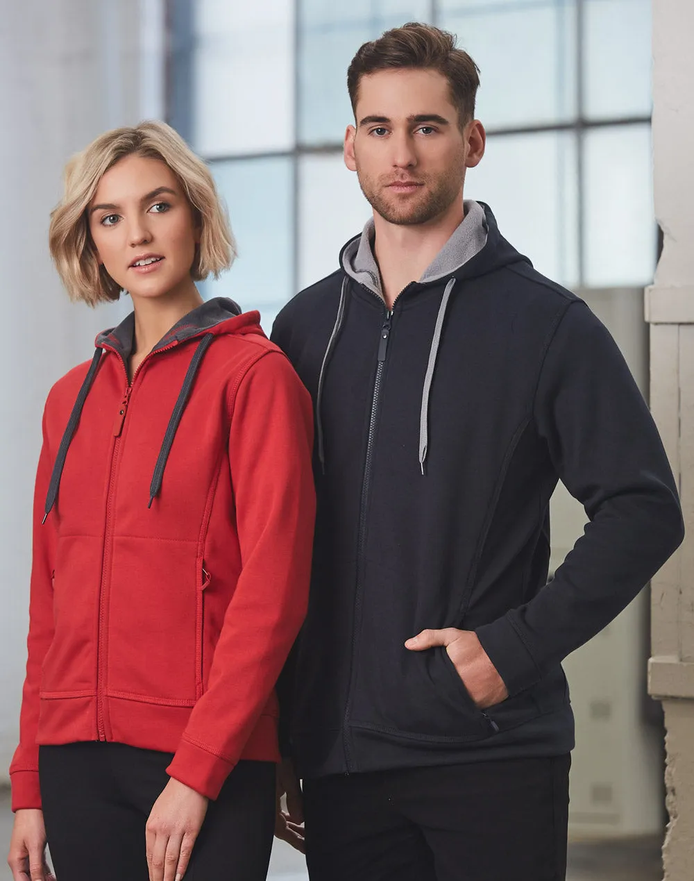 Ladies Full Zip Contrast Fleecy Hoodie - FL18