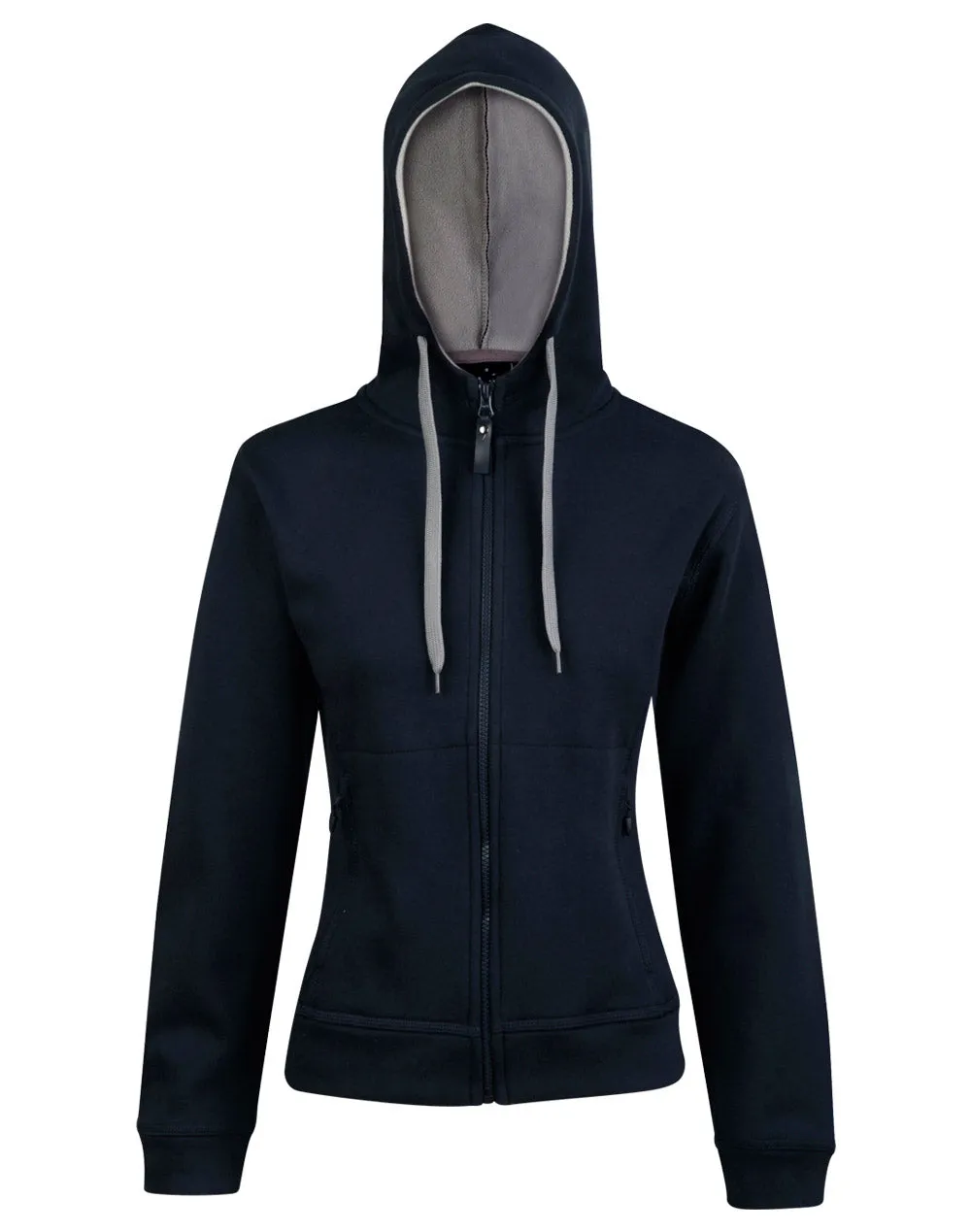 Ladies Full Zip Contrast Fleecy Hoodie - FL18