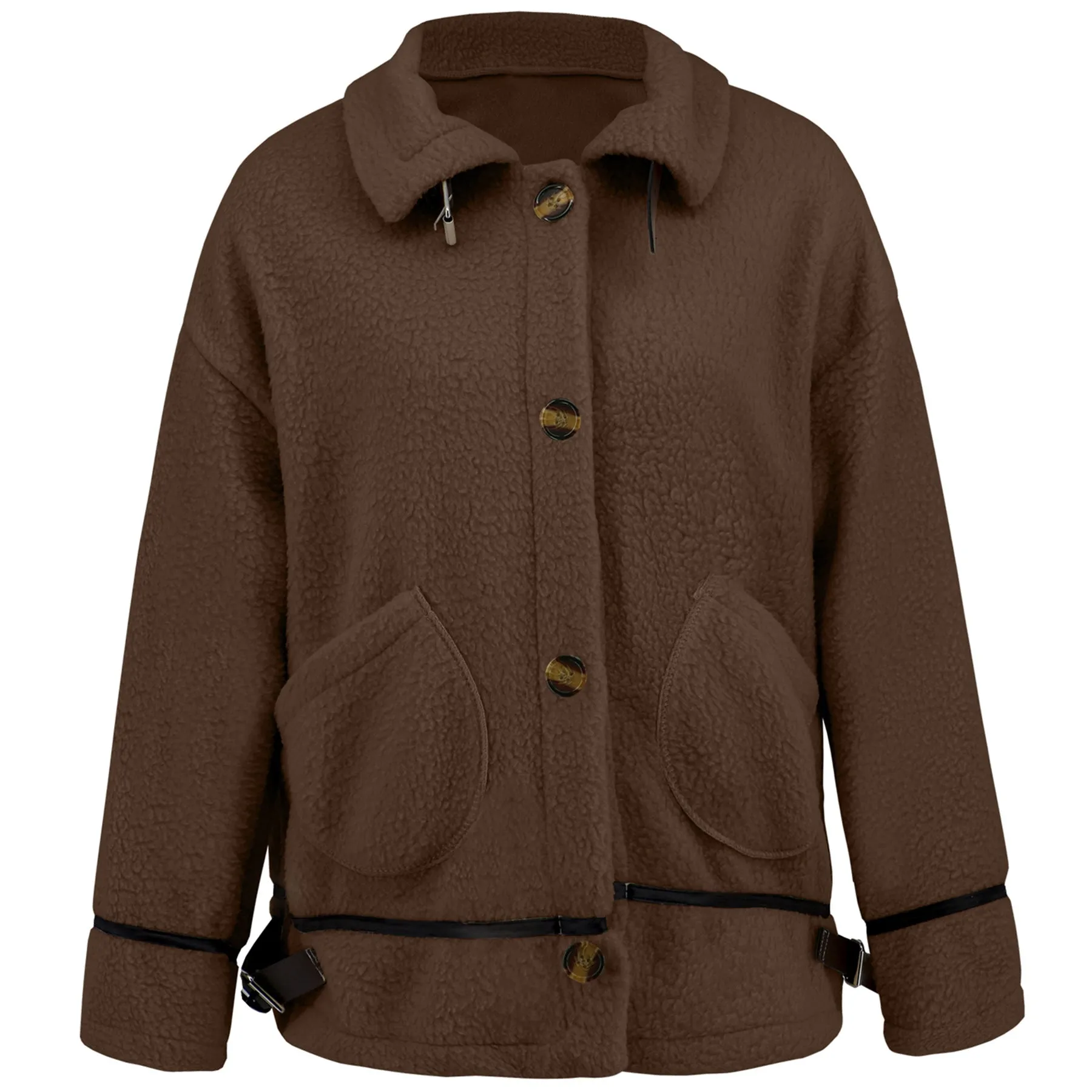 Lapel Buttoned Lambswool Cropped Jacket Wholesale Womens Clothing N3824091200180