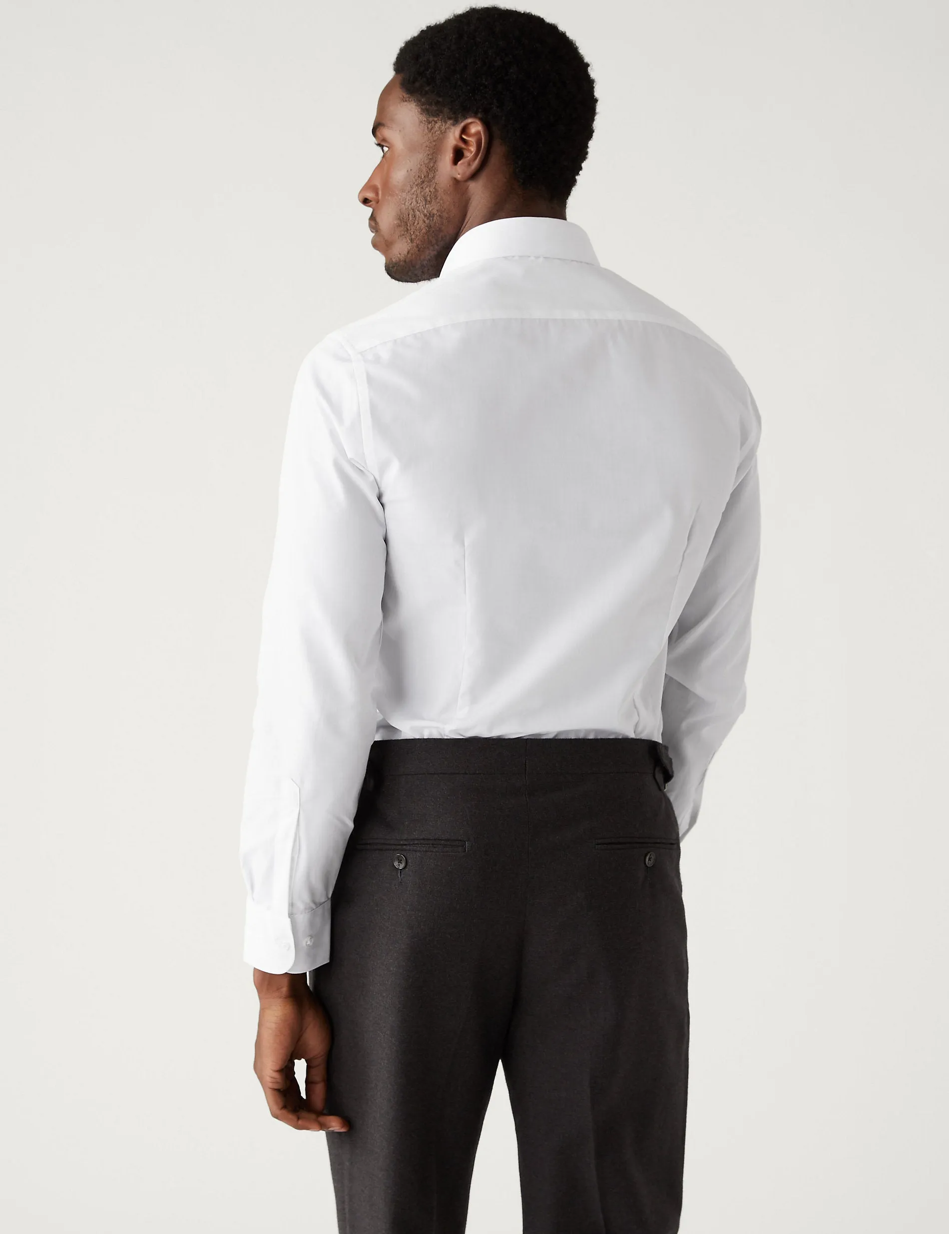 Marks & Spencer long sleeve fitted shirt set, 5 pieces, white