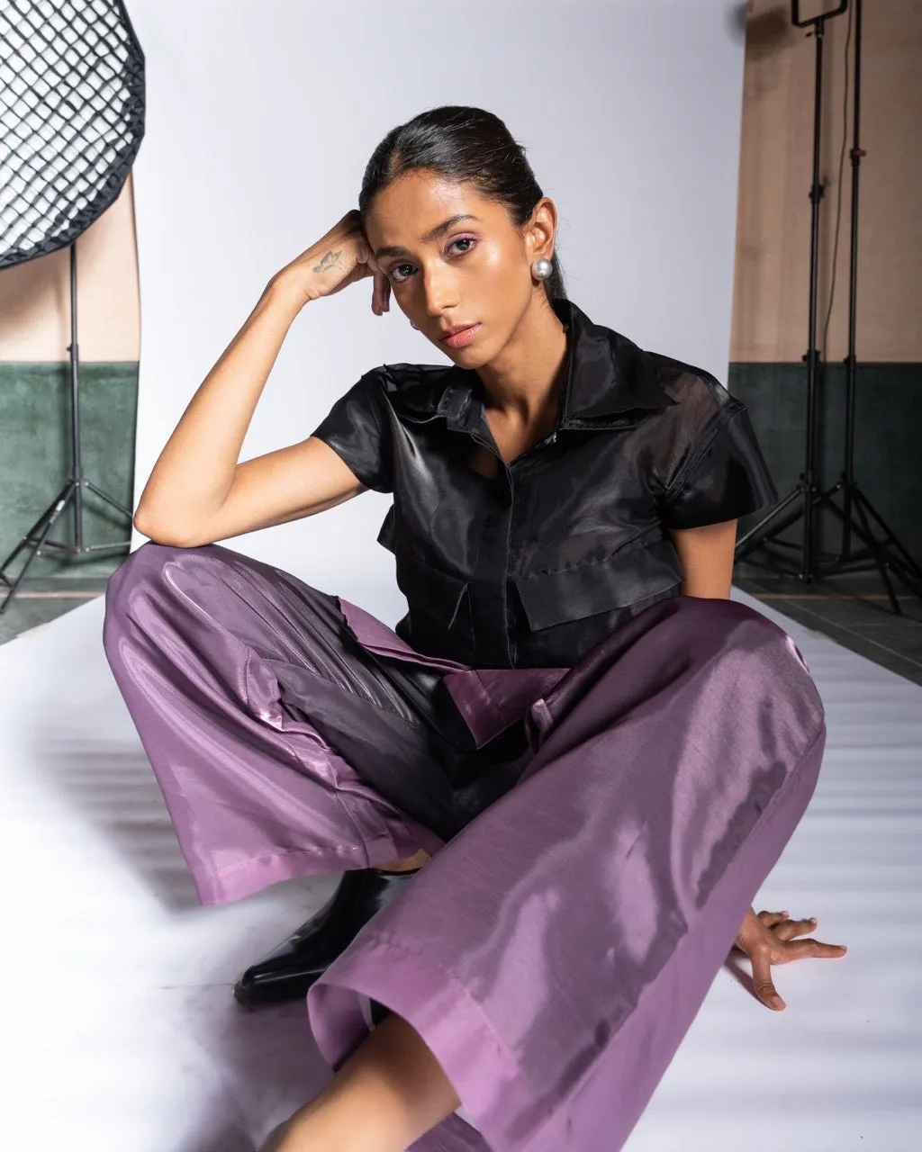 Pocket Shirt Coord Purple