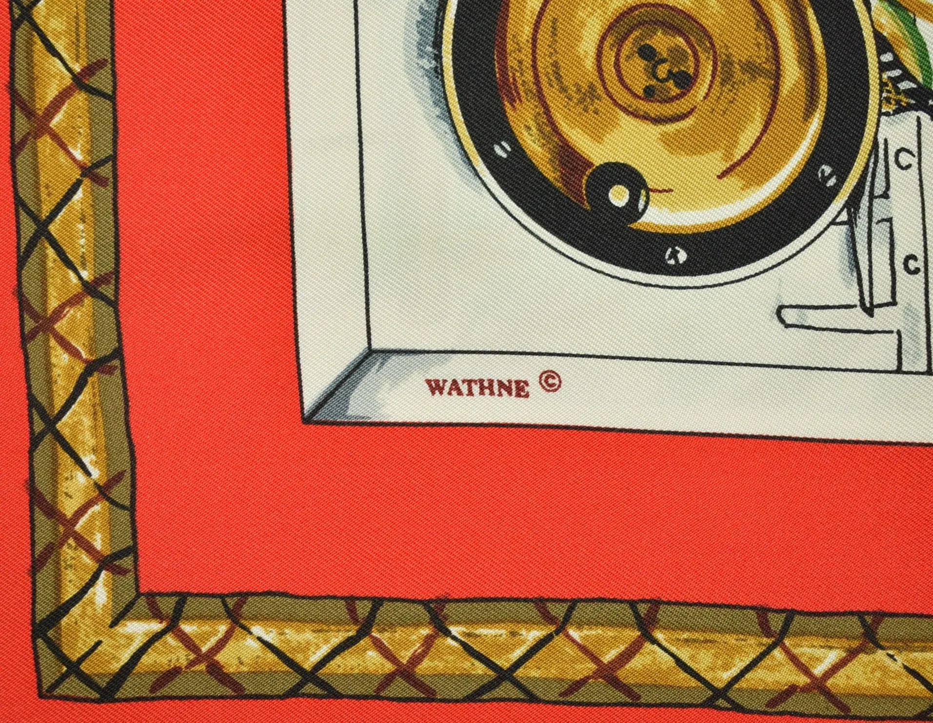"Wathne Italian Silk Scarf w/ Fly-Fishing Motif" (SOLD)