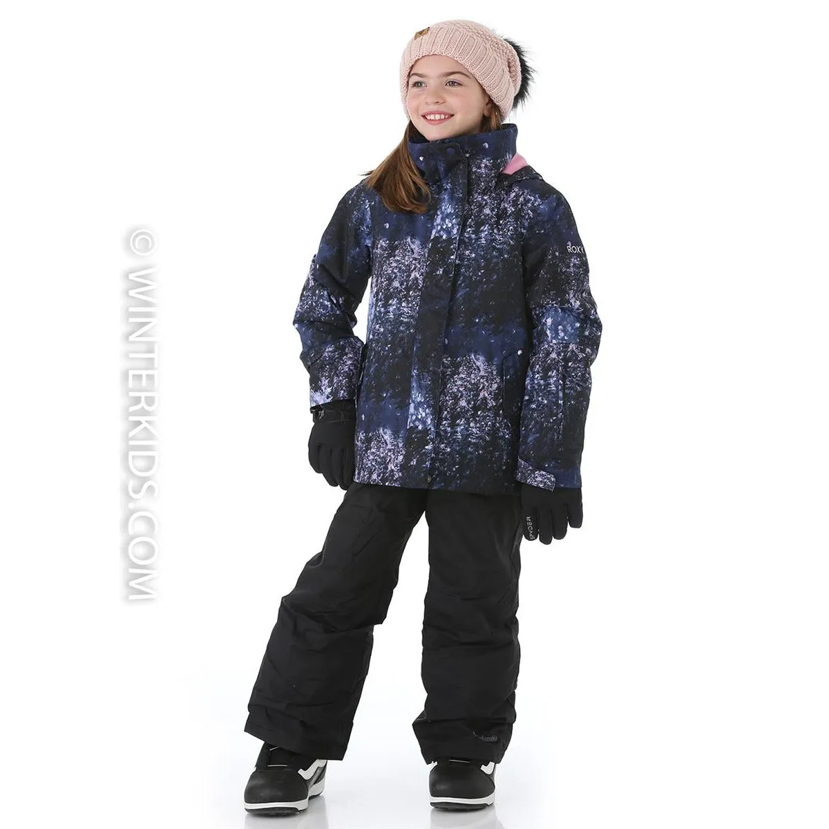Roxy Jetty Girl Snow Jacket Purple Black Multi