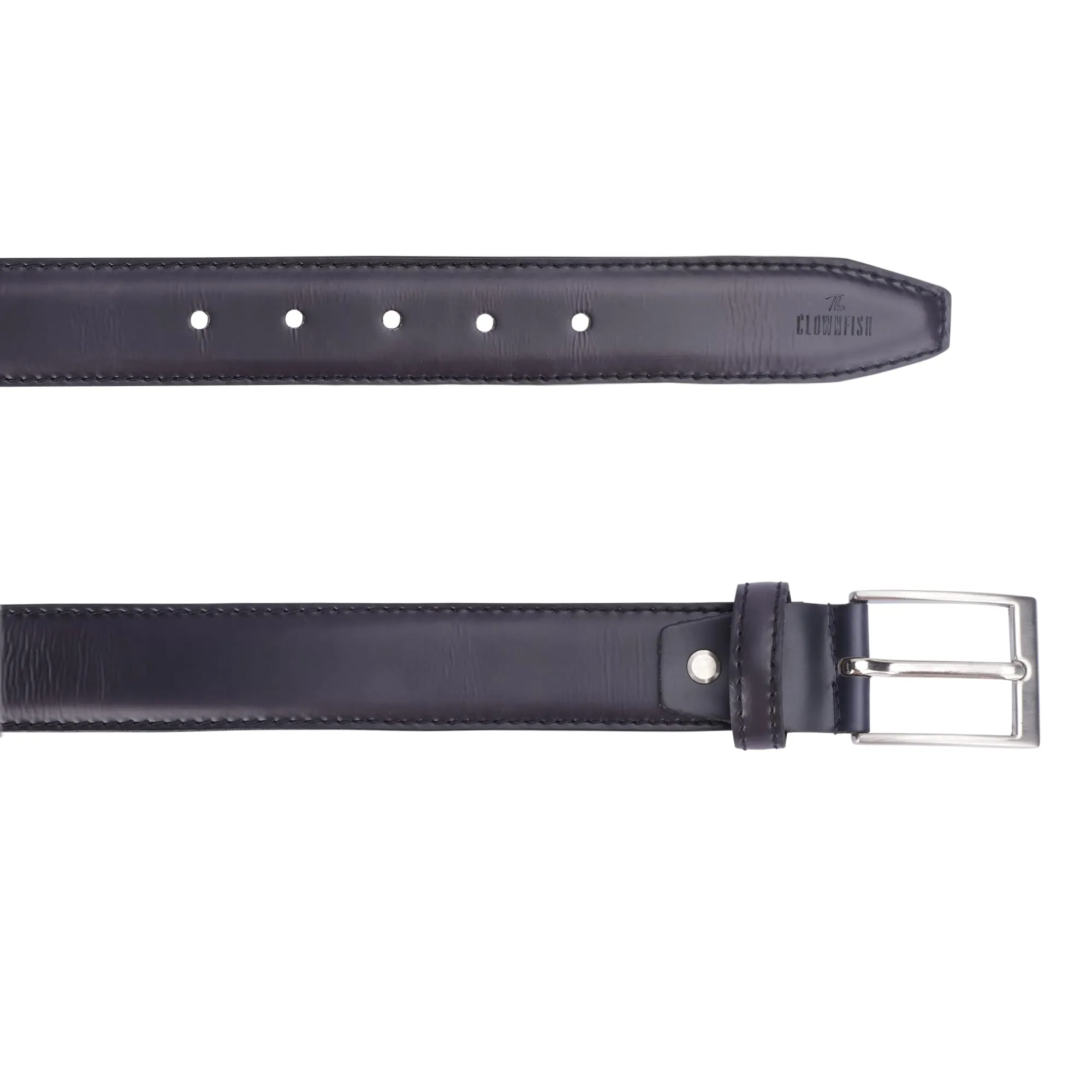 THE CLOWNFISH Men's Genuine Leather Belt - Black (Size-32 inches)